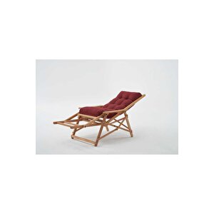 Most Sunbed Şezlong Su Bazlı %100 Ağaç Outdoor Bordo Kumaş Silikon Dolgu