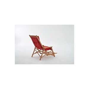 Most Sunbed Şezlong Su Bazlı %100 Ağaç Outdoor Kırmızı Kumaş Silikon Dolgu