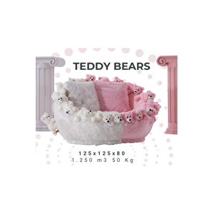 Most Teddy Kids Pro Ayıcıklı Beyaz-pembe Peluş Kumaş Döner Berjer