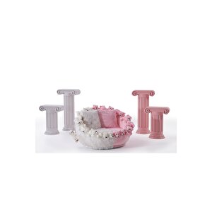 Most Teddy Kids Pro Ayıcıklı Beyaz-pembe Peluş Kumaş Döner Berjer