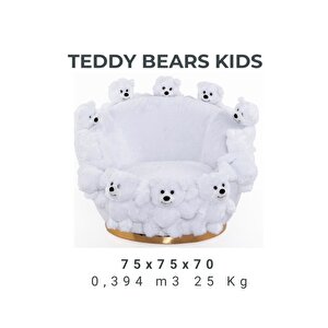 Most Teddy Kids Beyaz Ayıcıklı Peluş Kumaş Döner Berjer
