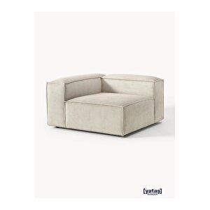 Most Mollis Köşe Modül Berjer 01 Fitilli Kırık Beyaz Kadife Kumaş Yumuşak Sünger