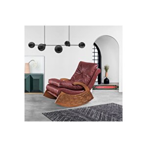 Most Woodarm %100 Ağaç Dinlenme Koltuğu 10 Bordo İthal Nubuk Kumaş