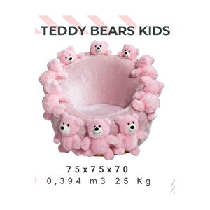 Most Teddy Kids Pembe Ayıcıklı Peluş Kumaş Döner Berjer