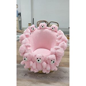 Most Teddy Kids Pembe Ayıcıklı Peluş Kumaş Döner Berjer