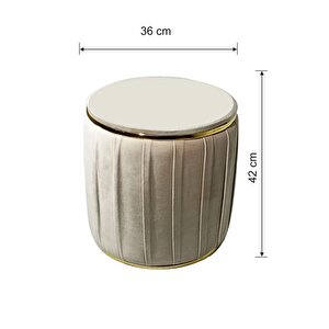 Most Ekol Lüks Puf 01 Krem Kadife Kumaş