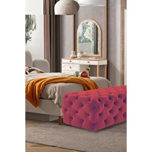 Most Hallow Kapitoneli Bench 14 Bordo Kadife Kumaş