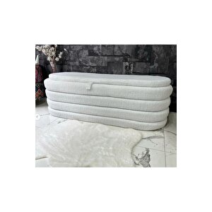 Most Hallow Kapitoneli Sandıklı Bench 01 Beyaz Bukle Kumaş