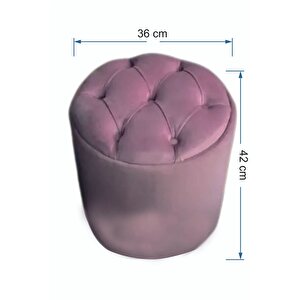 Most Hallow Kapitoneli Sandıklı Puf 11 Pembe Kadife Kumaş
