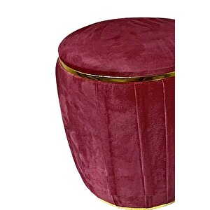 Most Ekol Lüks Puf 14 Bordo Kadife Kumaş