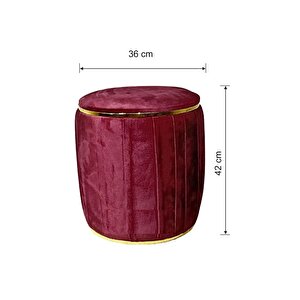 Most Ekol Lüks Puf 14 Bordo Kadife Kumaş