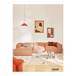 Most Mollis Plus 3 Modül Sol Köşe Koltuk Kiremit Keten Kumaş Yumuşak Sünger
