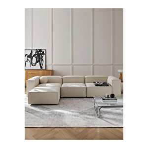 Most Mollis 4 Modül Köşe Koltuk 01 Kırık Beyaz Keten Kumaş Yumuşak Sünger
