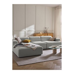 Most Mollista 3 Modül Sol Köşe Koltuk 32 Gri Keten Kumaş Yumuşak Sünger