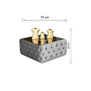 Most Hallow Cam Orta Sehpa 23 Antrasit Kadife Kumaş %100 Mdf