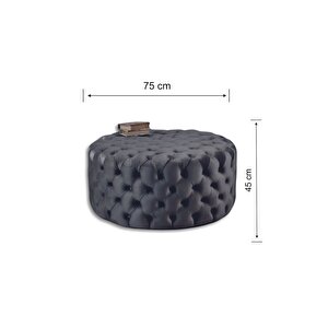 Most Hallow Kapitoneli Yuvarlak Orta Sehpa 26 Koyu Antrasit Kadife Kumaş %100 Mdf