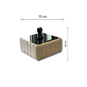 Most Line Cam Orta Sehpa 04 Bej Kadife Kumaş