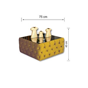 Most Hallow Cam Orta Sehpa 07 Hardal Kadife Kumaş %100 Mdf