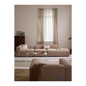 Most Mollis Pro 3 Modül Sağ Kanepe 09 Bej Keten Yumuşak Sünger