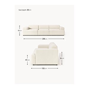 Most Mollista 3 Modül Kanepe Koltuk 01 Kırık Beyaz Keten Kumaş Yumuşak Sünger