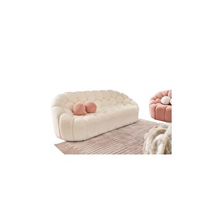 Most Balloon Üçlü Kanepe İthal Beyaz Teddy Kumaş
