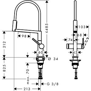 Hansgrohe Talis Select M54 Powder Spray Eviye Bataryası Semi-pro 3jet 72861000