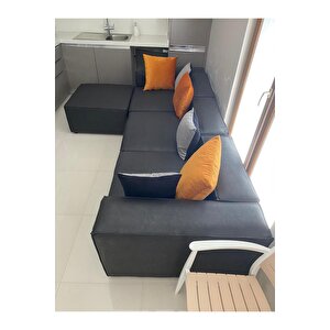 Most Mollis 4 Modül Köşe Koltuk 13 Siyah Nubuk Kumaş Yumuşak Sünger