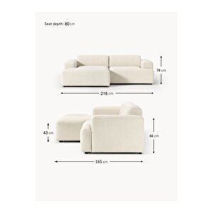 Most Mollista 2 Modül Sol Köşe Koltuk 01 Kırık Beyaz Keten Kumaş Yumuşak Sünger