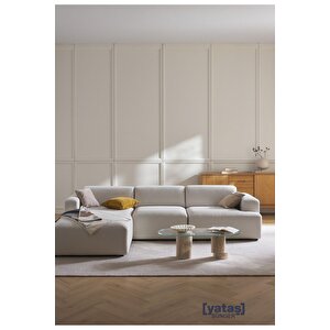Most Mollista 3 Modül Sol Köşe Koltuk 01 Kırık Beyaz Keten Kumaş Yumuşak Sünger
