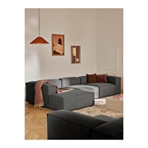 Most Mollis Plus 3 Modül Sol Köşe Koltuk 41 Koyu Antrasit Keten Kumaş Yumuşak Sünger