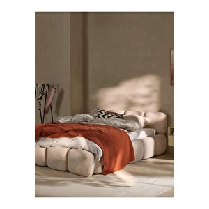 Most Oktagon Bazalı Karyola Bej Bukle Kumaş İşbir Kuştüyü Sünger 180x200 Yatak İçin(kurulum Dahil)