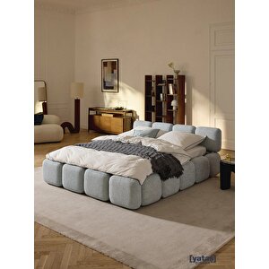 Most Oktagon Bazalı Karyola Gri Bukle Kumaş Yataş Kuştüyü Sünger 160x200 Yatak Için(kurulum Dahi̇l)