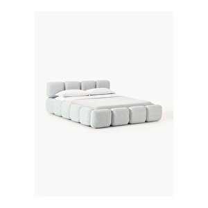 Most Oktagon Bazalı Karyola Gri Bukle Kumaş Yataş Kuştüyü Sünger 180x200 Yatak İçin(kurulum Dahil)