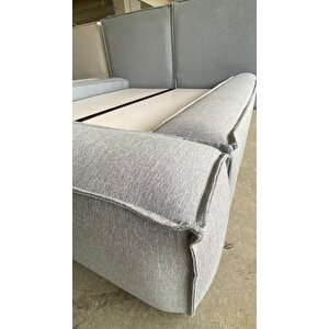 Most Oktagon Bazalı Karyola Gri Bukle Kumaş Yataş Kuştüyü Sünger 180x200 Yatak İçin(kurulum Dahil)