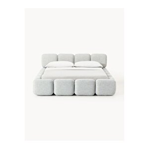 Most Oktagon Bazalı Karyola Gri Bukle Kumaş Yataş Kuştüyü Sünger 180x200 Yatak İçin(kurulum Dahil)