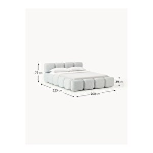 Most Oktagon Bazalı Karyola Gri Bukle Kumaş Yataş Kuştüyü Sünger 180x200 Yatak İçin(kurulum Dahil)