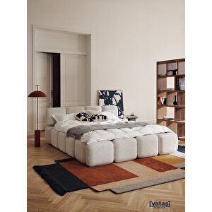 Most Oktagon Bazalı Karyola Beyaz Bukle Kumaş Işbir Kuştüyü Sünger 160x200 Yatak Için(kurulum Dahi̇l)