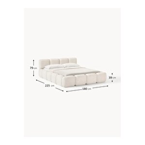 Most Oktagon Bazalı Karyola Beyaz Bukle Kumaş Işbir Kuştüyü Sünger 160x200 Yatak Için(kurulum Dahi̇l)