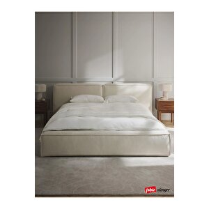 Most Mollior Bazalı Karyola Kırık Beyaz Keten Kumaş 160x200 Cm. Yatak İçindir (kurulum Dahil)