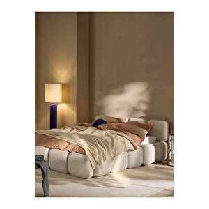 Most Oktagon Bazalı Karyola Beyaz Bukle Kumaş Yataş Kuştüyü Sünger 180x200 Yatak İçin(kurulum Dahil)