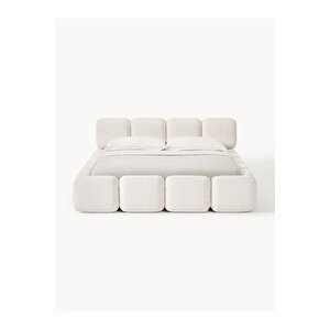 Most Oktagon Bazalı Karyola Beyaz Bukle Kumaş Yataş Kuştüyü Sünger 180x200 Yatak İçin(kurulum Dahil)