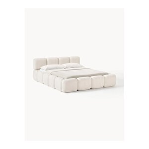 Most Oktagon Bazalı Karyola Beyaz Bukle Kumaş Yataş Kuştüyü Sünger 180x200 Yatak İçin(kurulum Dahil)