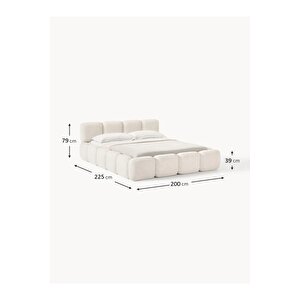 Most Oktagon Bazalı Karyola Beyaz Bukle Kumaş Yataş Kuştüyü Sünger 180x200 Yatak İçin(kurulum Dahil)