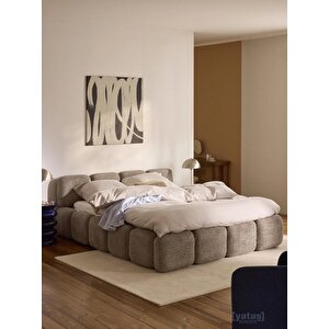 Most Oktagon Bazalı Karyola Kahve Bukle Kumaş Yataş Kuştüyü Sünger 180x200 Yatak İçin(kurulum Dahil)