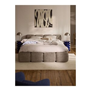 Most Oktagon Bazalı Karyola Kahve Bukle Kumaş Yataş Kuştüyü Sünger 180x200 Yatak İçin(kurulum Dahil)