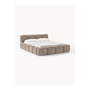 Most Oktagon Bazalı Karyola Kahve Bukle Kumaş Yataş Kuştüyü Sünger 180x200 Yatak İçin(kurulum Dahil)