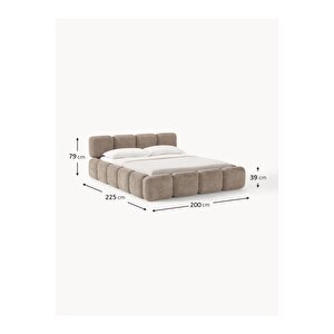 Most Oktagon Bazalı Karyola Kahve Bukle Kumaş Yataş Kuştüyü Sünger 180x200 Yatak İçin(kurulum Dahil)