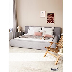 Most Mollior Bazalı Karyola Gri Keten Kumaş 180x200 Cm. Yatak İçindir Yataş Sünger(kurulum Dahil)