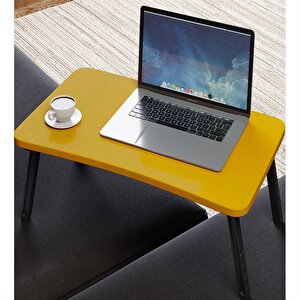 Renkli Laptop Sehpası Katlanabilir Yatak Koltuk Üstü Kahvaltı Sehpası Sarı