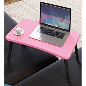 Renkli Laptop Sehpası Katlanabilir Yatak Koltuk Üstü Kahvaltı Sehpası Pembe
